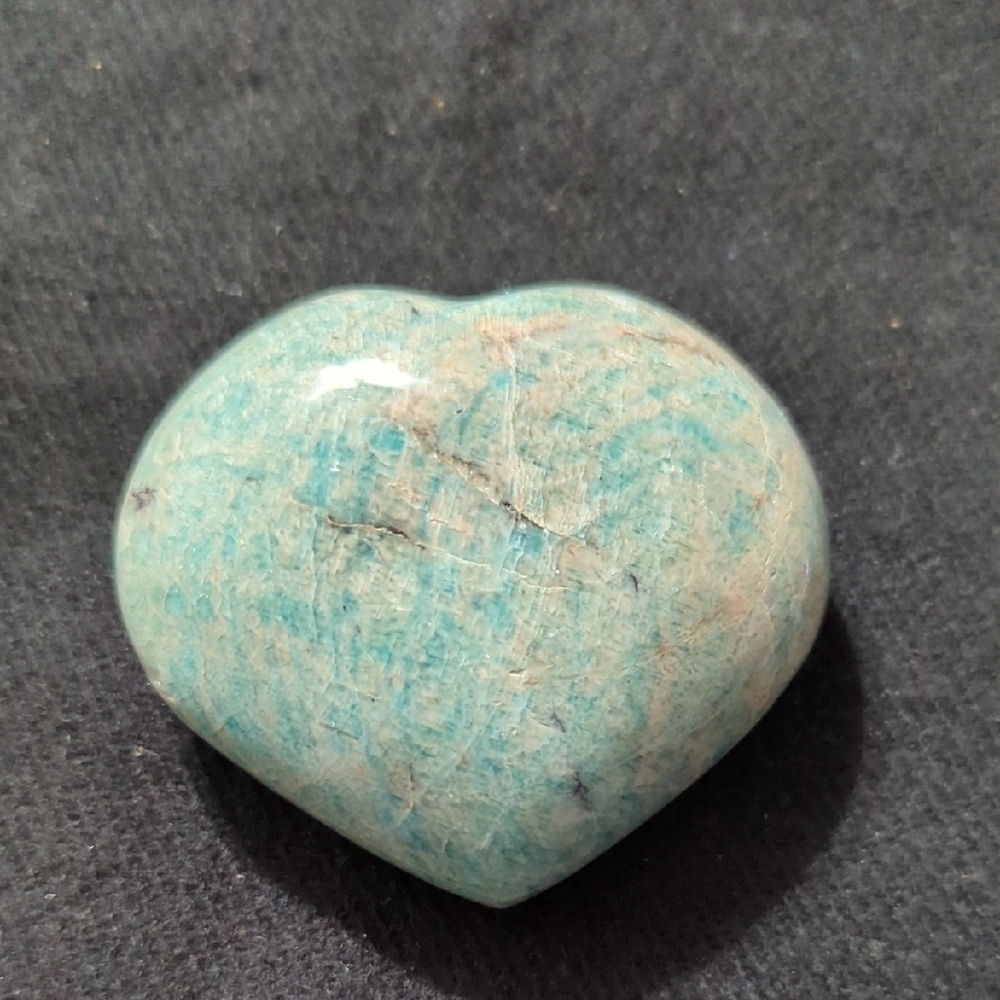 Blue Amazonite Gemstone Heart Shaped Polished Stone - 134 Grams